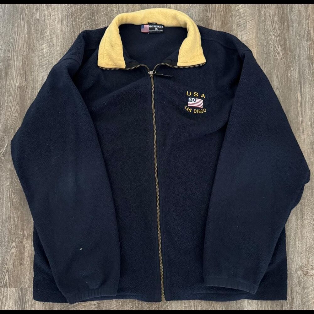 USA San Diego Navy blue fleece zip up jacket